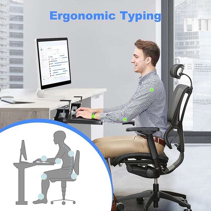 XINLEI Keyboard Tray Under Desk Large C-Clamp 25.6” (30” Including Clamps) x 11.8” Slide-Out Platform Computer Drawer Pull Out Keyboard & Mouse Tray Black DSF4 - Image 3