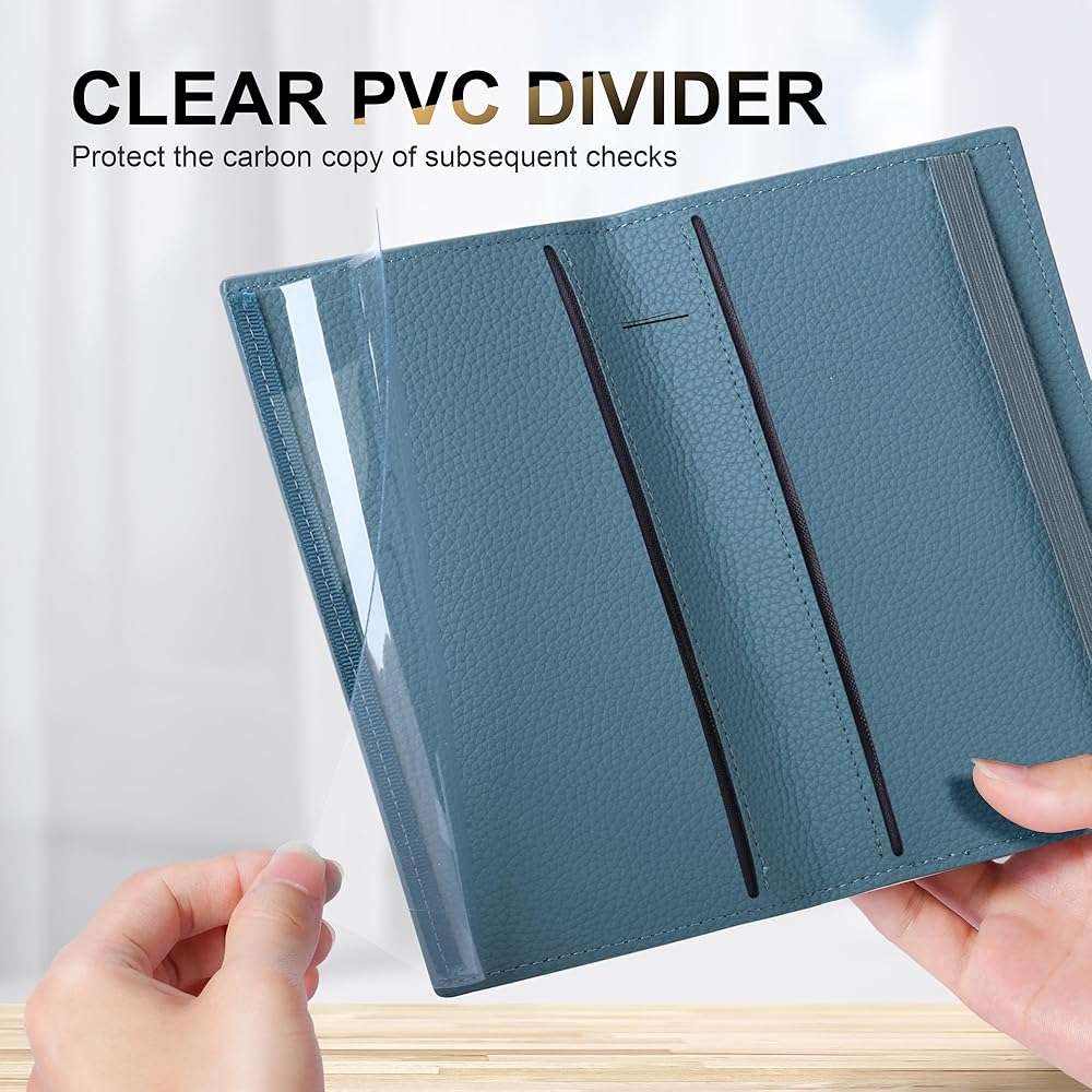 CASMONAL Checkbook Covers for Personal Checkbook Holder RFID Premium Vegan Leather Checkbook Cover for Duplicate Checks - Image 3