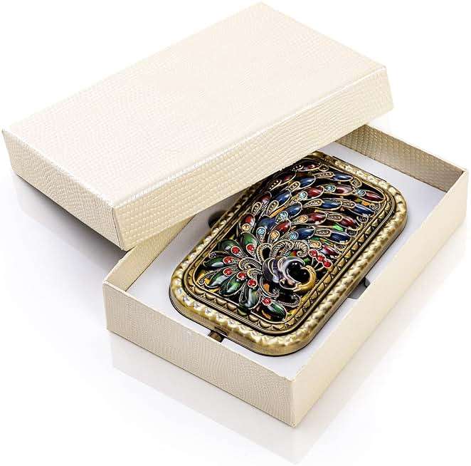 Eorbow 2 Pcs Vintage Foldable Makeup Mirror, Portable Cosmetic Pocket Mirror, Double Sided Butterfly Peacock Vanity Mirror, Metal Compact Small Folding Travel Mirror for Woman Girls - Image 5