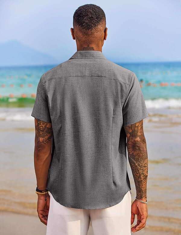 COOFANDY Men's Button Down Shirts Short Sleeve Casual Summer Beach Vacation Wedding Shirt with Pocket - Image 6