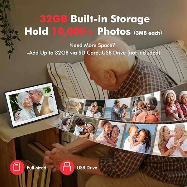 Digital Picture Frame, 15.6 Inch Large Frameo Digital Photo Frame WiFi, 32GB, 1920 * 1080 IPS HD Touch Screen, Tabletop&Wall-Mounted, Share Picture Video, Birthday, Wedding, for Mom - Image 4