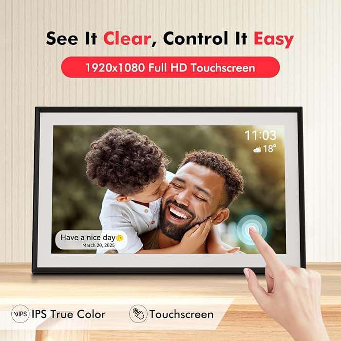 Digital Picture Frame, 15.6 Inch Large Frameo Digital Photo Frame WiFi, 32GB, 1920 * 1080 IPS HD Touch Screen, Tabletop&Wall-Mounted, Share Picture Video, Birthday, Wedding, for Mom - Image 5