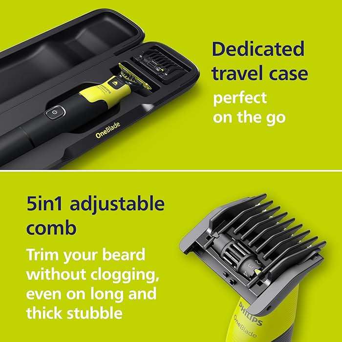 Philips Norelco OneBlade 360 with Connectivity Hybrid Face + Body, Electric Beard Trimmer, Shaver and Body Groomer Kit with 360 Blade Tech, 1x360 Blade, 5-in-1 Comb, Travel Case, Model QP4631/90 - Image 7