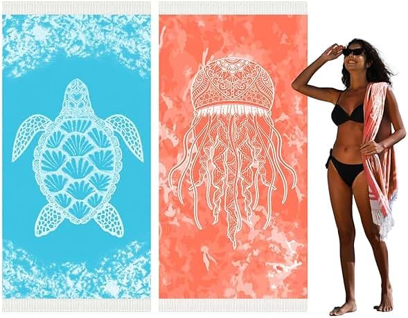 Widdonen Thin Turkish Beach Towel Lightweight Quick Dry Absorbent Cotton Bathroom Bath Pool Swim Towels Extra Large Oversized Sand Free Beach Accessories Essentials Cloud Gifts for Adult - Product Image