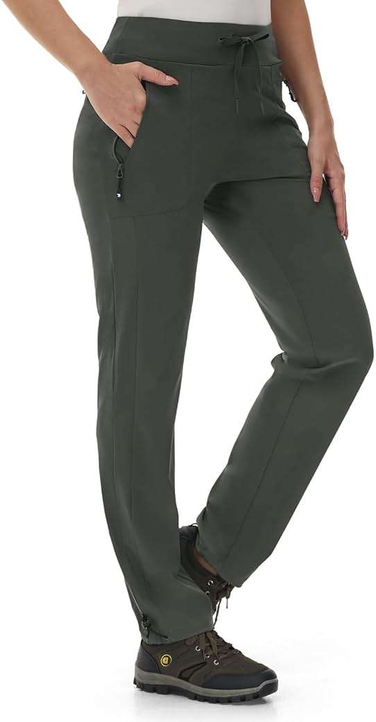 Rdruko Women's Hiking Pants Quick Dry Lightweight Water Resistant Outdoor Pants Athletic Joggers with Zipper Pockets - Image 1