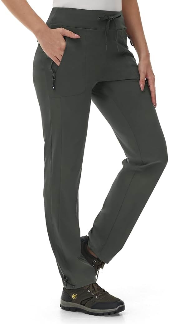 Rdruko Women's Hiking Pants Quick Dry Lightweight Water Resistant Outdoor Pants Athletic Joggers with Zipper Pockets - Product Image