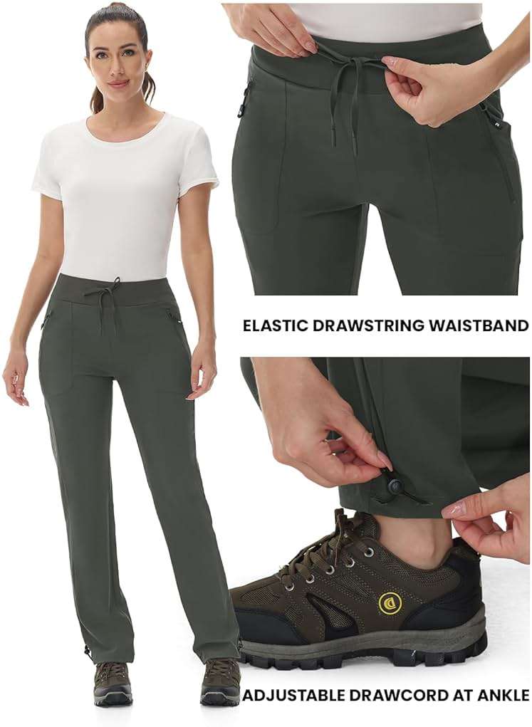 Rdruko Women's Hiking Pants Quick Dry Lightweight Water Resistant Outdoor Pants Athletic Joggers with Zipper Pockets - Image 5