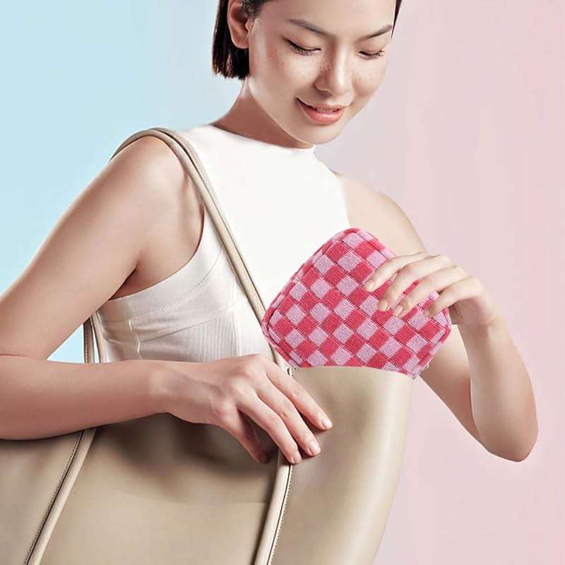 FFpaw Small Pink Makeup Bag for Purse, Mini Checkered Cosmetic Bag Zipper Cute Make Up Pouch Travel Toiletry Case Quilted Aesthetic Accessories Makeup Storage Bag Organizer for Women Girls - Image 5