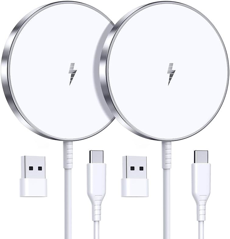Magnetic Wireless Charger 15W Fast Mag Safe Charger for Cell iPhone 17 Pro Max/17 Pro/17 Air/17/16/15/14/13/12 Series 2 Pack Charging Pad for AirPods 3/2/Pro 2/Pro Original Replacement - Product Image