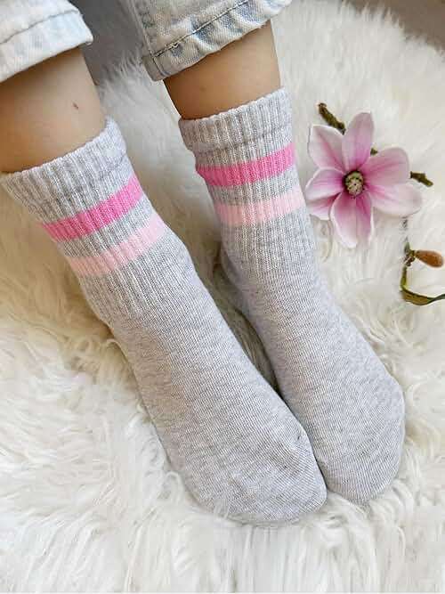 COTTON DAY Kids Girls Valentine's Day Socks with Hearts Stripes Strawberry - Image 4