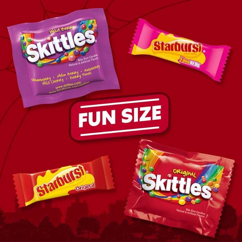 Skittles, Starburst Fun Size Chewy Candy Assorted Variety, Individually Wrapped, 32.28 Ounces, Bulk Bag - Image 4