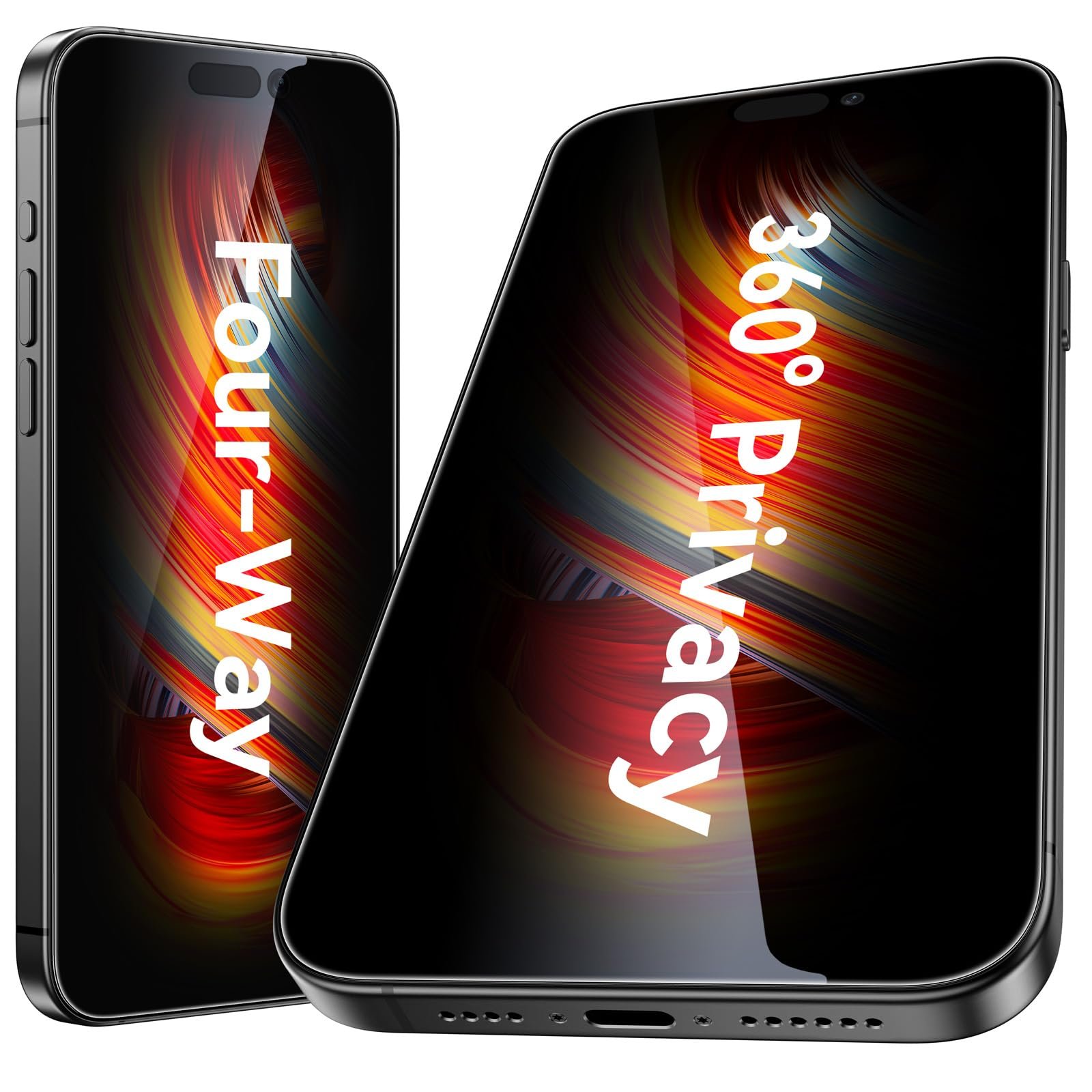 Esanik [2-Pack for iPhone 15 Pro Max 360° Privacy Screen Protector - 4-Way Anti-Spy Tempered Glass,Shatterproof, Anti-Peep, Scratch Resistant,Easy Installation Frame Included - Product Image