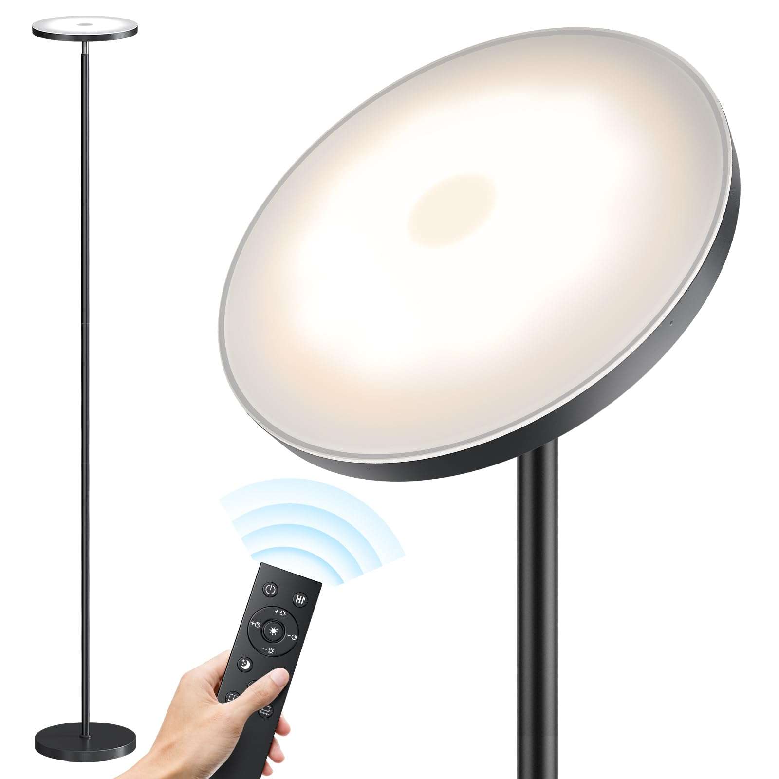 SUNMORY Floor Lamps for Living Room, 32W/3000LM Super Bright LED Floor Lamp with Remote Control, 69" Tall Standing Lamp with Stepless Dimmable, Modern Torchiere Corner Lamp for Bedroom, Office - Image 1