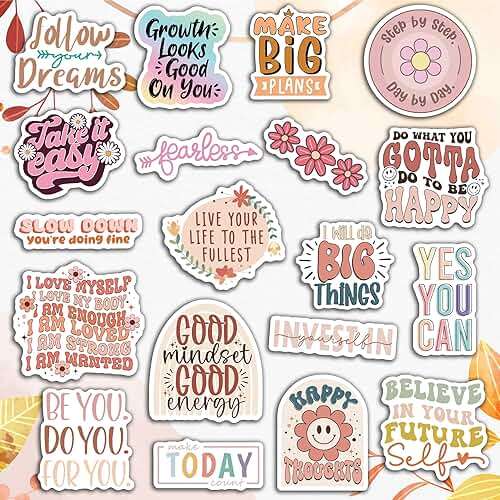 300PCS Motivational Stickers for Vision Board by Puraesla Water Bottles Laptops, Inspirational Quote Waterproof Vinyl for Journals Cups, Affirmation Boho Stickers for Women Holographic - Image 2