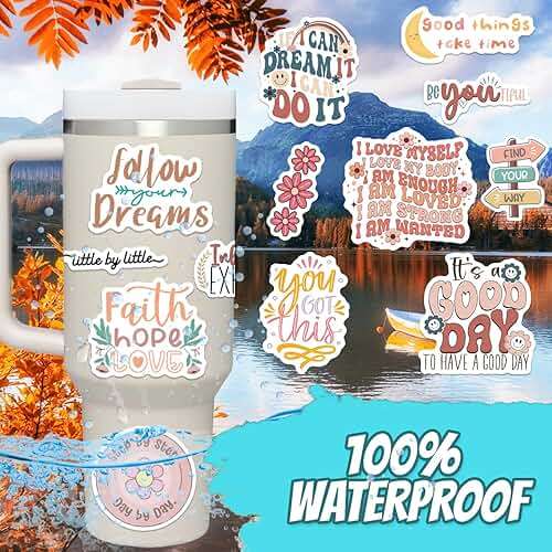 300PCS Motivational Stickers for Vision Board by Puraesla Water Bottles Laptops, Inspirational Quote Waterproof Vinyl for Journals Cups, Affirmation Boho Stickers for Women Holographic - Image 4
