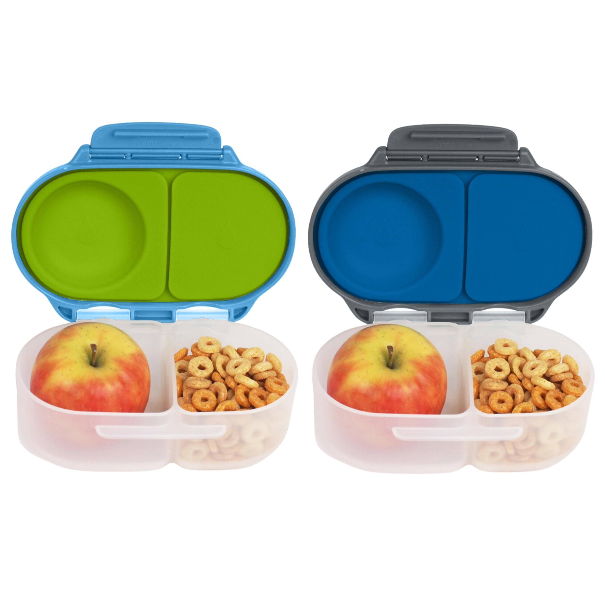 b.box Snack Box (2-pack) Reusable Snack Containers with Lids – Bento Box for Kids & Toddlers, Leakproof Lunch Box, BPA-Free and Dishwasher Safe Snack Container (O'Breeze + Blue Slate, 1 3/4 Cup) - Product Image