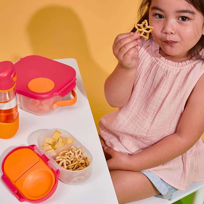 b.box Snack Box (2-pack) Reusable Snack Containers with Lids – Bento Box for Kids & Toddlers, Leakproof Lunch Box, BPA-Free and Dishwasher Safe Snack Container (O'Breeze + Blue Slate, 1 3/4 Cup) - Image 2