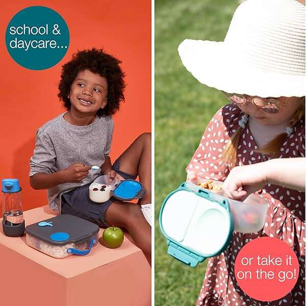 b.box Snack Box (2-pack) Reusable Snack Containers with Lids – Bento Box for Kids & Toddlers, Leakproof Lunch Box, BPA-Free and Dishwasher Safe Snack Container (O'Breeze + Blue Slate, 1 3/4 Cup) - Image 6