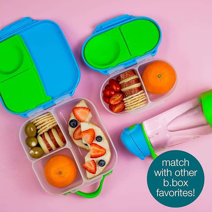 b.box Snack Box (2-pack) Reusable Snack Containers with Lids – Bento Box for Kids & Toddlers, Leakproof Lunch Box, BPA-Free and Dishwasher Safe Snack Container (O'Breeze + Blue Slate, 1 3/4 Cup) - Image 7
