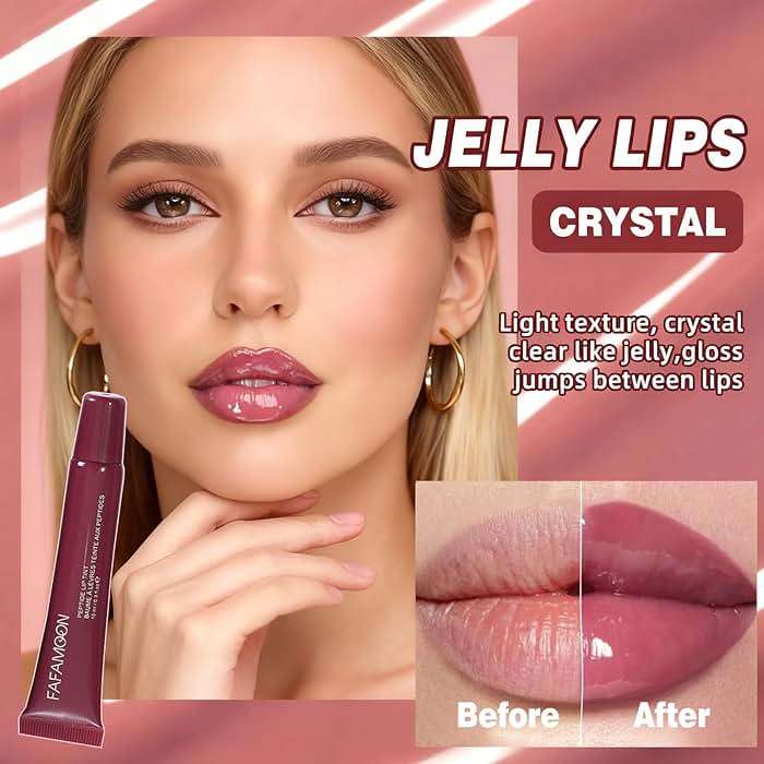DENESTUP Lip Jam Hydrating Lip Gloss | Glitter Glossy Plumping Lipgloss | High Shine Glass Finish Nude Colors Shiny Jelly Liquid Lipstick for Women (5 Colors Set) - Image 7