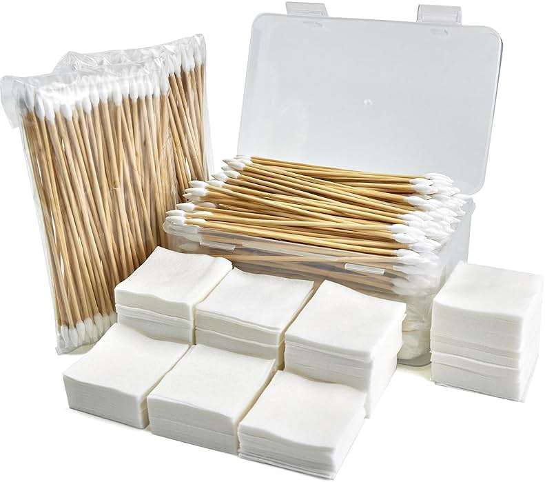 Gun Cleaning Supplies - Cleaning Patches and Cotton Swabs, 6" Long Cotton Swab & 2" Lint Free Pad - Highly Absorbent, Essential Supplies for Barrel and Bore Care - Image 1