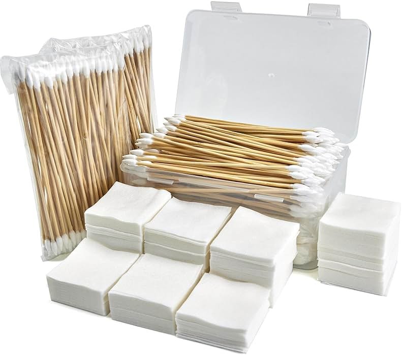 Gun Cleaning Supplies - Cleaning Patches and Cotton Swabs, 6" Long Cotton Swab & 2" Lint Free Pad - Highly Absorbent, Essential Supplies for Barrel and Bore Care - Product Image