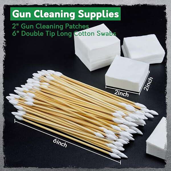 Gun Cleaning Supplies - Cleaning Patches and Cotton Swabs, 6" Long Cotton Swab & 2" Lint Free Pad - Highly Absorbent, Essential Supplies for Barrel and Bore Care - Image 2