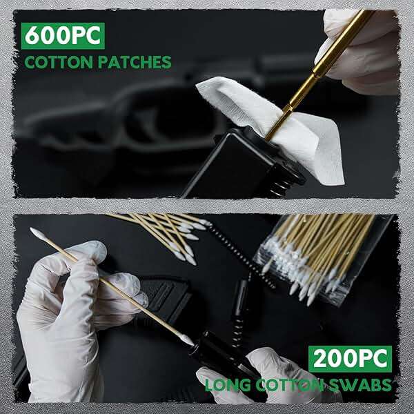 Gun Cleaning Supplies - Cleaning Patches and Cotton Swabs, 6" Long Cotton Swab & 2" Lint Free Pad - Highly Absorbent, Essential Supplies for Barrel and Bore Care - Image 3