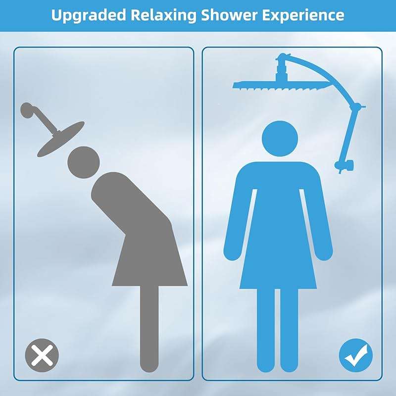 Hibbent All Metal cUPC Certified Rain Shower Head, 10'' High Pressure Rainfall Showerhead with 16" Shower Head Extension Arm, Brass Adjustable Shower Arm Extender, fixed Showerheads, Brushed Nickel - Image 7