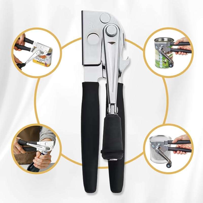 Heavy-Duty Commercial Manual Crank Can Openers,Rubber-Coated Long Handles | Easy to use, Ergonomic,Works Great on #10 Cans,for Restaurants,Home Kitchens,Seniors & Arthritis - Image 4