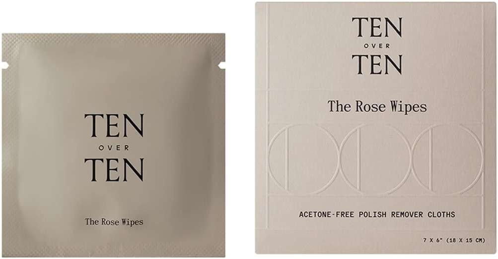 tenoverten - The Rose Wipes Acetone-Free Nail Polish Remover Cloths | Clean, Natural, Non-Toxic Nail Care (1 Box, 6 Wipes) - Image 1