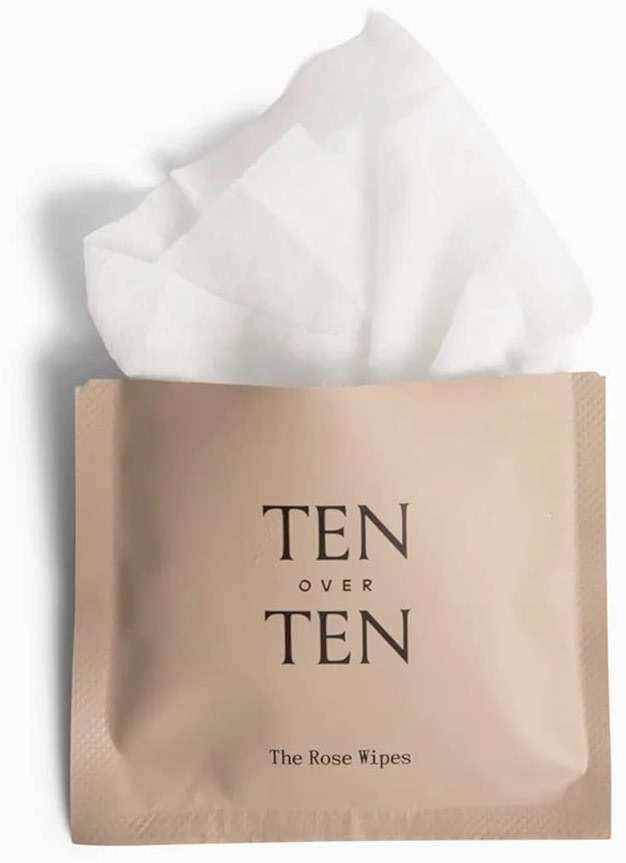 tenoverten - The Rose Wipes Acetone-Free Nail Polish Remover Cloths | Clean, Natural, Non-Toxic Nail Care (1 Box, 6 Wipes) - Image 2