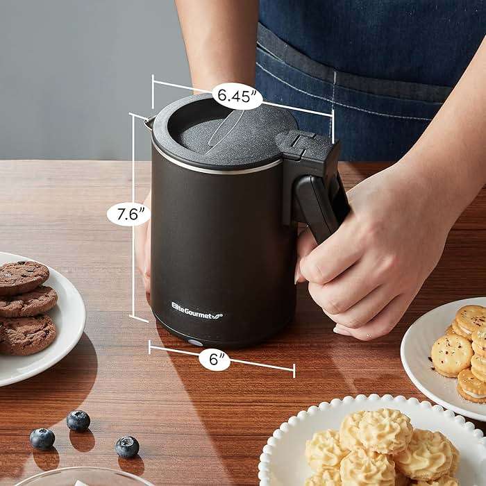 Elite Gourmet Dual Voltage 120-230V, Travel Double Wall Insulated Cool-Touch, 0.6L Electric Kettle Stainless Steel Interior, Hinged-Locking Lid, Auto Shut-Off, Boil Dry Protection, Black - Image 2