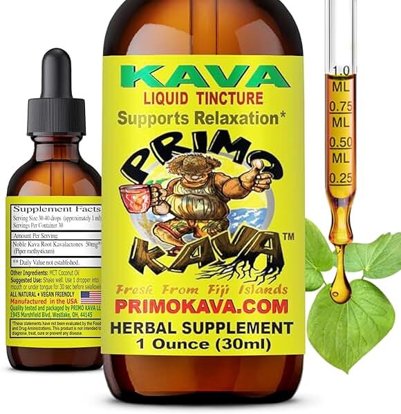 Kava Drops Liquid Kava Tincture | Noble Kava Extract from Fiji for Calm, Stress Relief & Sleep | Fast-Acting Sublingual Kavalactones | Vegan, 2 Ingredients, Additive-Free | 3rd-Party Tested | 1 fl oz - Product Image