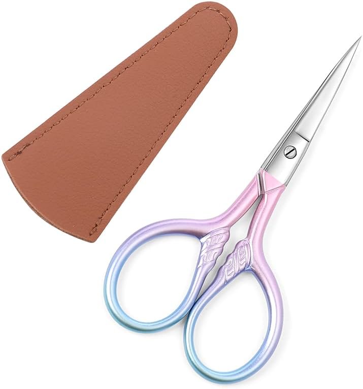 Lobodt Personal Care Professional Beauty Tools (pink) Small scissors Facial hair removal and ear, nose and eyebrow, beard trimming Stainless steel fine straight head scissors - Product Image