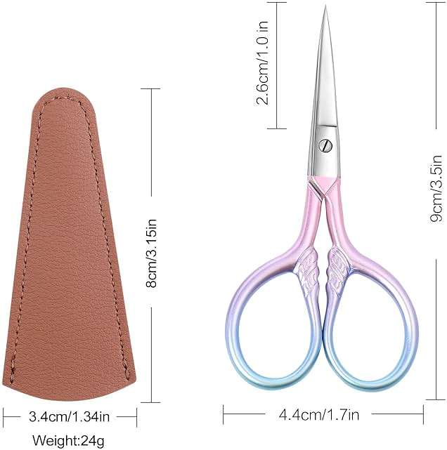 Lobodt Personal Care Professional Beauty Tools (pink) Small scissors Facial hair removal and ear, nose and eyebrow, beard trimming Stainless steel fine straight head scissors - Image 2