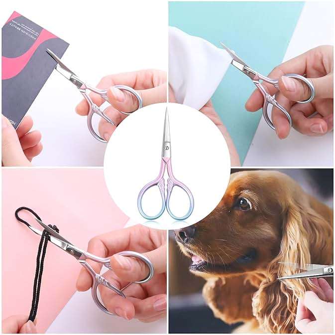 Lobodt Personal Care Professional Beauty Tools (pink) Small scissors Facial hair removal and ear, nose and eyebrow, beard trimming Stainless steel fine straight head scissors - Image 4