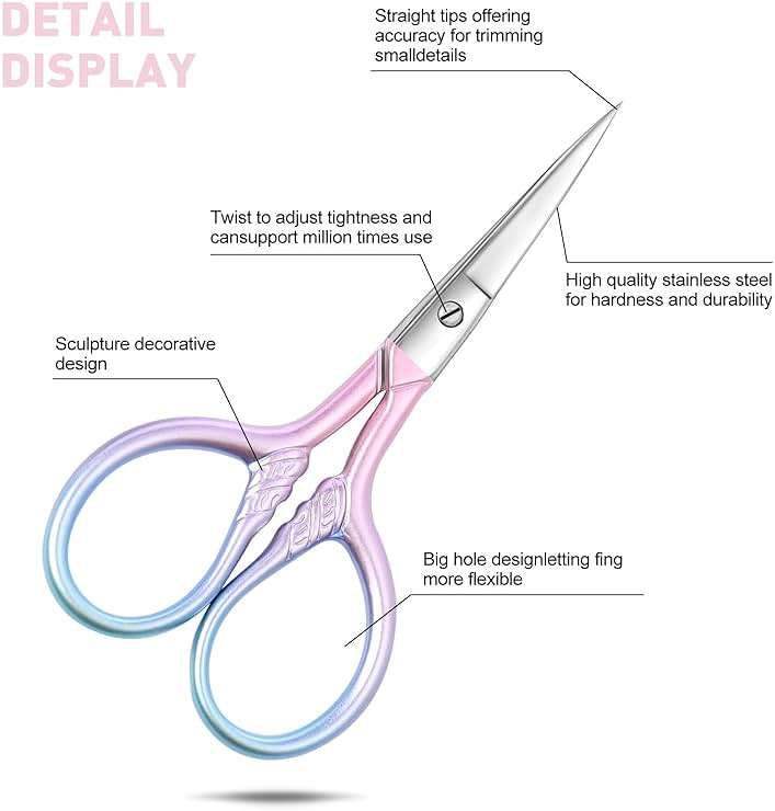 Lobodt Personal Care Professional Beauty Tools (pink) Small scissors Facial hair removal and ear, nose and eyebrow, beard trimming Stainless steel fine straight head scissors - Image 5