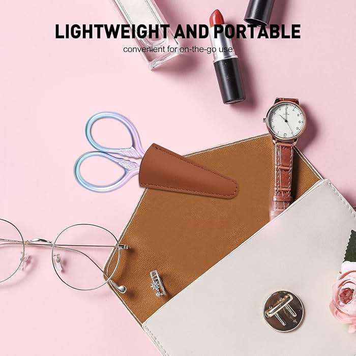 Lobodt Personal Care Professional Beauty Tools (pink) Small scissors Facial hair removal and ear, nose and eyebrow, beard trimming Stainless steel fine straight head scissors - Image 6