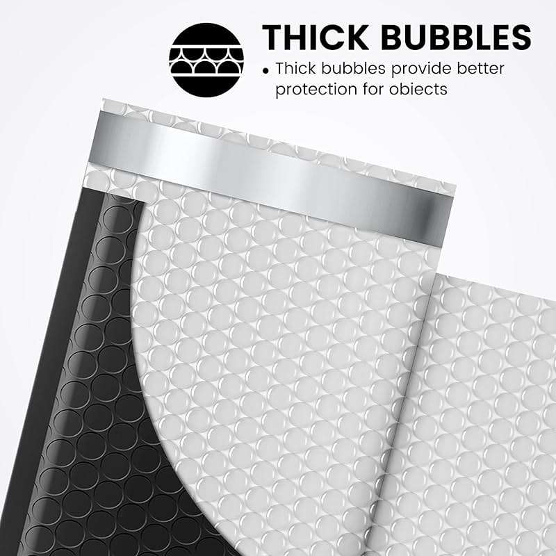 Fuxury 4x8 Bubble Mailer 260 Pack Black Padded Envelopes for Mailing Small Bubble Mailers Usable Size 4x7" Bubble Envelopes Self-Seal Padded Mailers for Small Business, Shipping Cards, #000 Bulk - Image 4