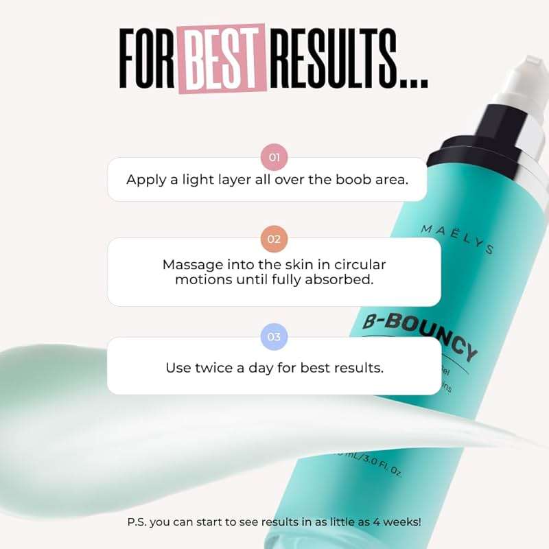 MAËLYS B-BOUNCY Boob Enhancing Gel - Skin Plumping & Tightening with Hyaluronic Acid & Tripeptide 38 - Firming Body Lotion for Aging & Saggy Skin (3 Fl Oz) - Image 5