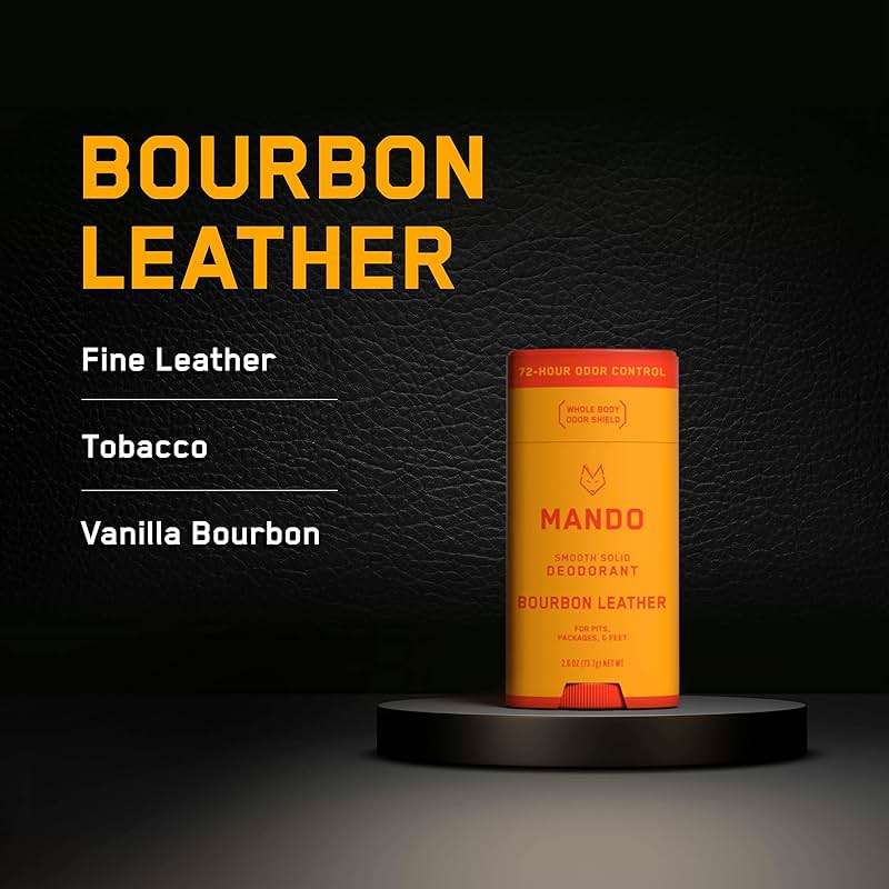 Mando Smooth Solid Stick (2.6 Ounce) + Acidified Body Wash (8.5 Ounce) - Clinically Proven to Block Odor All Day - Whole Body Safe For Pits, Packages + Feet (Bourbon Leather) - Image 3