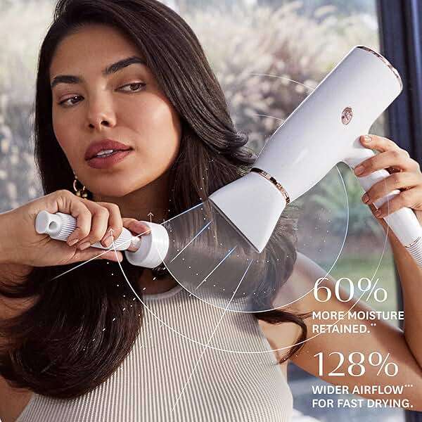 T3 AireLuxe Professional Ionic Hair Dryer and Brush Set, with 5 Heat and 3 Speed Settings, Ion Generator, Cool Shot, Includes Paddle Brush and 2.5" Round Brush - Image 3