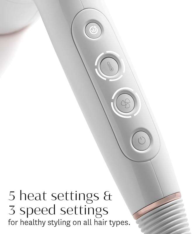 T3 AireLuxe Professional Ionic Hair Dryer and Brush Set, with 5 Heat and 3 Speed Settings, Ion Generator, Cool Shot, Includes Paddle Brush and 2.5" Round Brush - Image 7