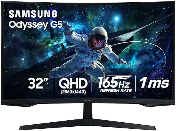 SAMSUNG 32" Odyssey G55C Series QHD 1000R Curved Gaming Monitor, 1ms(MPRT), HDR10, 165Hz, AMD Radeon FreeSync, Eye Care, Glare Free, Sharp Resolution LS32CG550ENXZA - Image 1