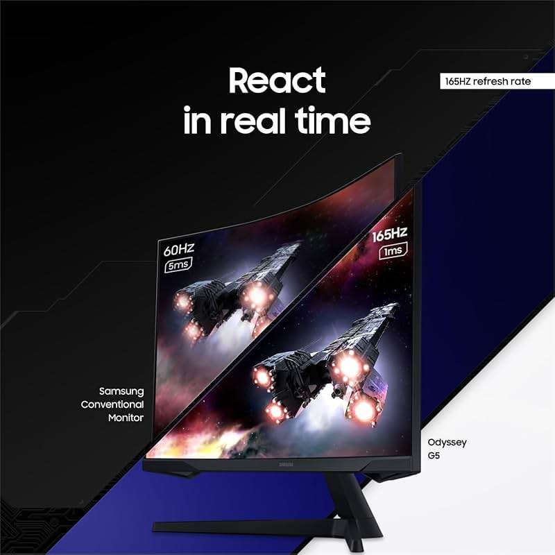 SAMSUNG 32" Odyssey G55C Series QHD 1000R Curved Gaming Monitor, 1ms(MPRT), HDR10, 165Hz, AMD Radeon FreeSync, Eye Care, Glare Free, Sharp Resolution LS32CG550ENXZA - Image 4