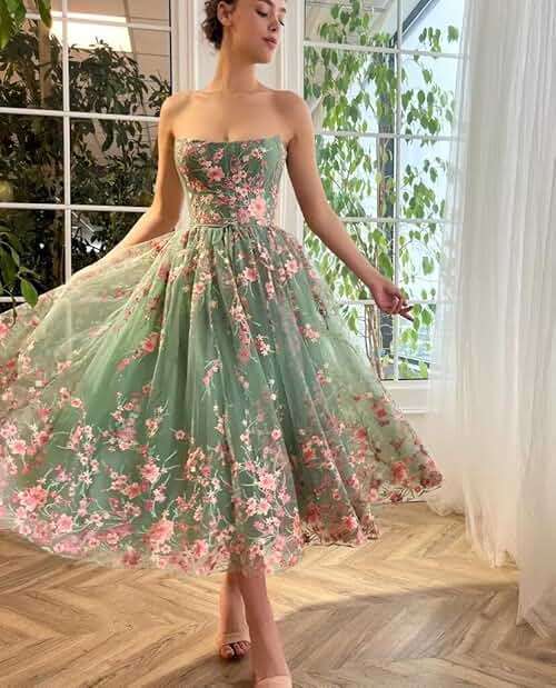 Yuxin Puffy Sleeve Flower Prom Dresses for Women 2025 Long Embroidered Tulle Lace Formal Evening Party Gowns with Pocket 869 - Image 4