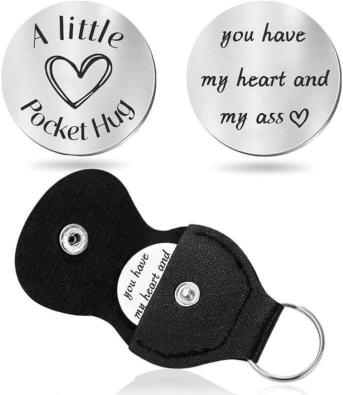 Teniinet Pocket Hug Token Keychain for Men Him, Funny Boyfriend Gifts From Girlfriend, Long-distance Couple Gifts for Husband From Wife Christmas Birthday Valentine - Image 1