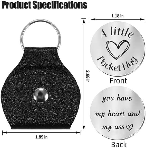 Teniinet Pocket Hug Token Keychain for Men Him, Funny Boyfriend Gifts From Girlfriend, Long-distance Couple Gifts for Husband From Wife Christmas Birthday Valentine - Image 2