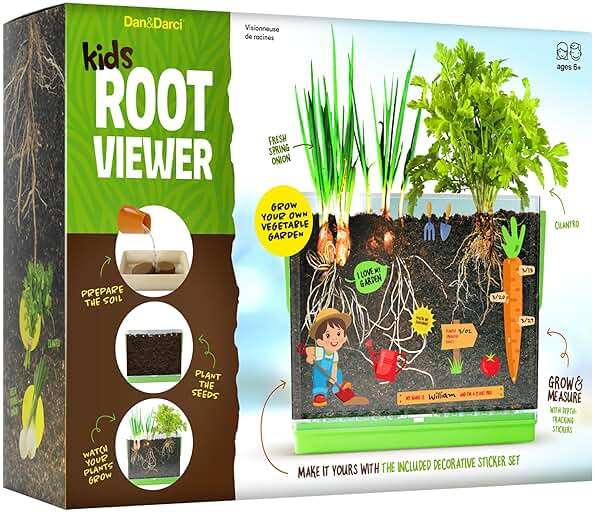 Dan&Darci Root Viewer Kit for Kids - Grow Your Own Plant for Boys & Girls Gifts - Science STEM Toy & Craft Growing Kits for Ages 4-8 Birthday Gifts for Boy, Girl 4, 5, 6, 7, 8, Year Old - Image 1
